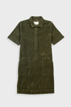 A-Line Zip Dress - Olive Cord