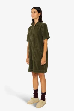 A-Line Zip Dress - Olive Cord
