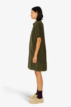A-Line Zip Dress - Olive Cord