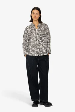 Archive Shirt - Black Ecru Maze Print