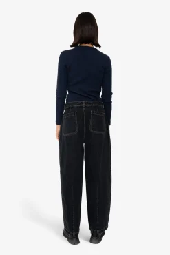Baggy Trousers - Washed Black Denim