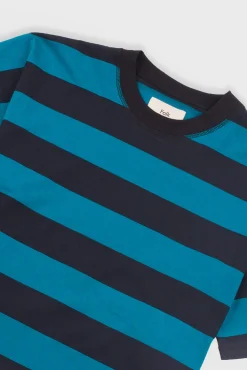 Boyfriend T-Shirt - Navy Teal Stripe