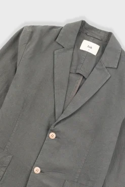 Cotton Linen Blazer - Dark Sage