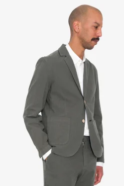 Cotton Linen Blazer - Dark Sage