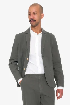 Cotton Linen Blazer - Dark Sage