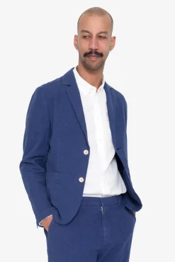 Cotton Linen Blazer - Deep Blue