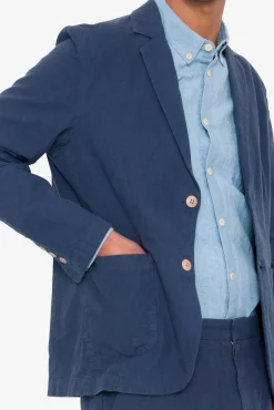 Cotton Linen Blazer - Soft Navy