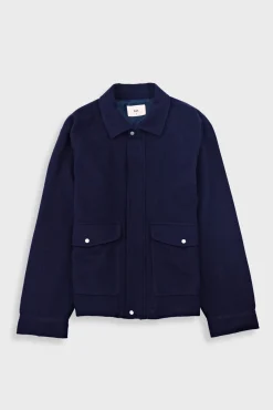 Cropped Winter Coat - Navy Brushed Wool