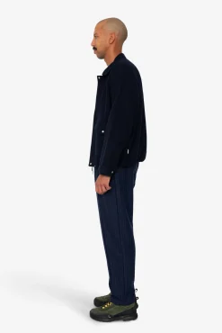 Cropped Winter Coat - Navy Brushed Wool