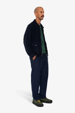 Cropped Winter Coat - Navy Brushed Wool