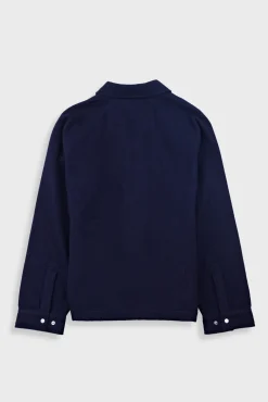 Cropped Winter Coat - Navy Brushed Wool