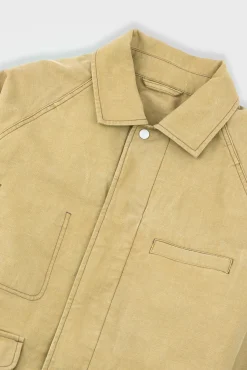 Detachable Liner Car Coat - Fossil Slub
