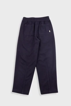 Drawcord Baggy Pants - Navy Wool Twill