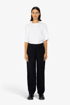Drawcord Baggy Pants - Soft Black Brushed Stripe