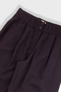 Drawcord Baggy Pants - Soft Black Brushed Stripe