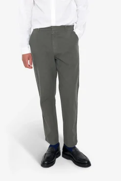 Fixed Waistband Cotton Linen Trouser - Dark Sage