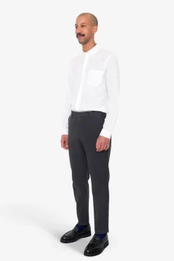 Fixed Waistband Cotton Linen Trouser - Soft Black