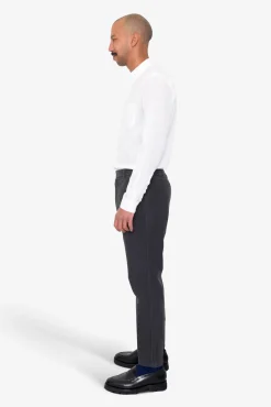 Fixed Waistband Cotton Linen Trouser - Soft Black