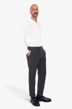 Fixed Waistband Cotton Linen Trouser - Soft Black