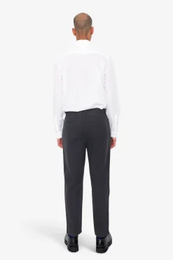 Fixed Waistband Cotton Linen Trouser - Soft Black