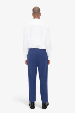 Fixed Waistband Cotton Linen Trouser - Deep Blue