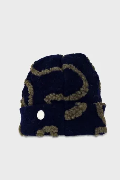 Fleece Beanie - Navy Circle Jacquard