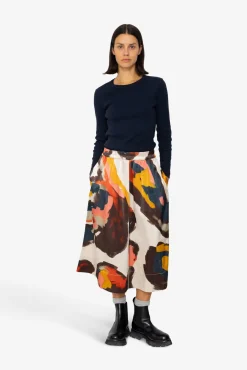 Full Seam Skirt - Impasto Print Satin