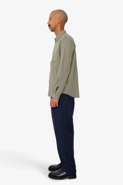 Herringbone Curve Shirt - Olive