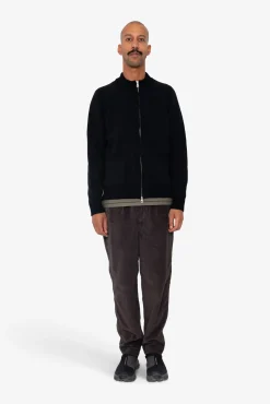 Knitted Zip Through Bomber - Black