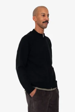 Knitted Zip Through Bomber - Black