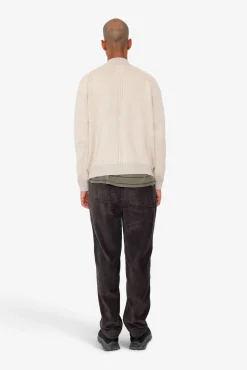 Knitted Zip Through Bomber - Stone