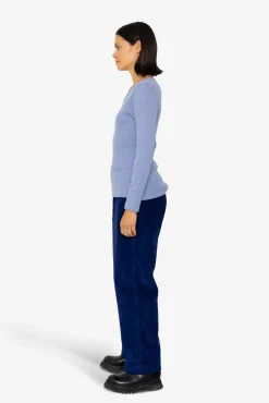 Long Sleeve Fitted T-Shirt - Bleached Denim Melange