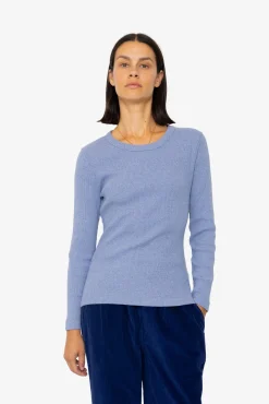 Long Sleeve Fitted T-Shirt - Bleached Denim Melange