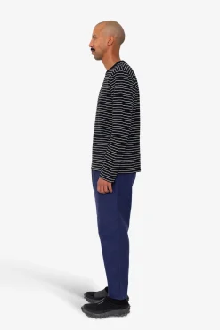 Long Sleeve Textured Striped T-Shirt - Black / Ecru