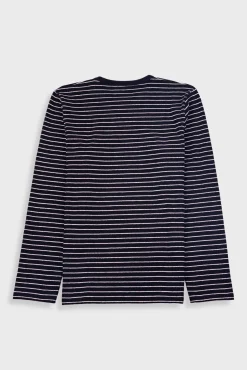 Long Sleeve Textured Striped T-Shirt - Black / Ecru