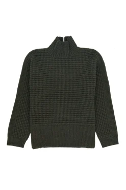 Open Funnel Neck Jumper - Dark Forest Green