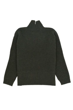 Open Funnel Neck Jumper - Dark Forest Green