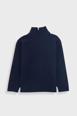 Open Funnel Neck Jumper - Navy