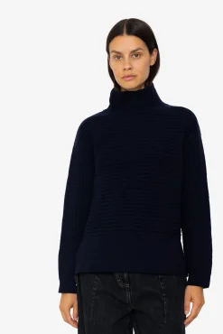 Open Funnel Neck Jumper - Navy