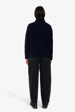Open Funnel Neck Jumper - Navy