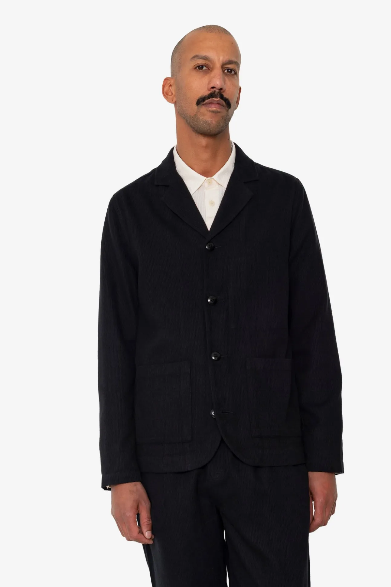 Patch Jacket - Soft Black Brushed Stripe