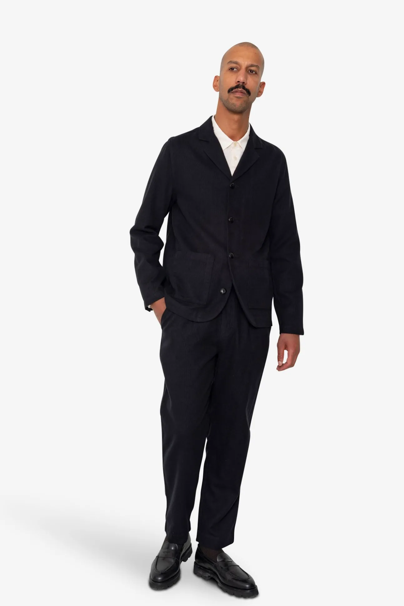 Patch Jacket - Soft Black Brushed Stripe