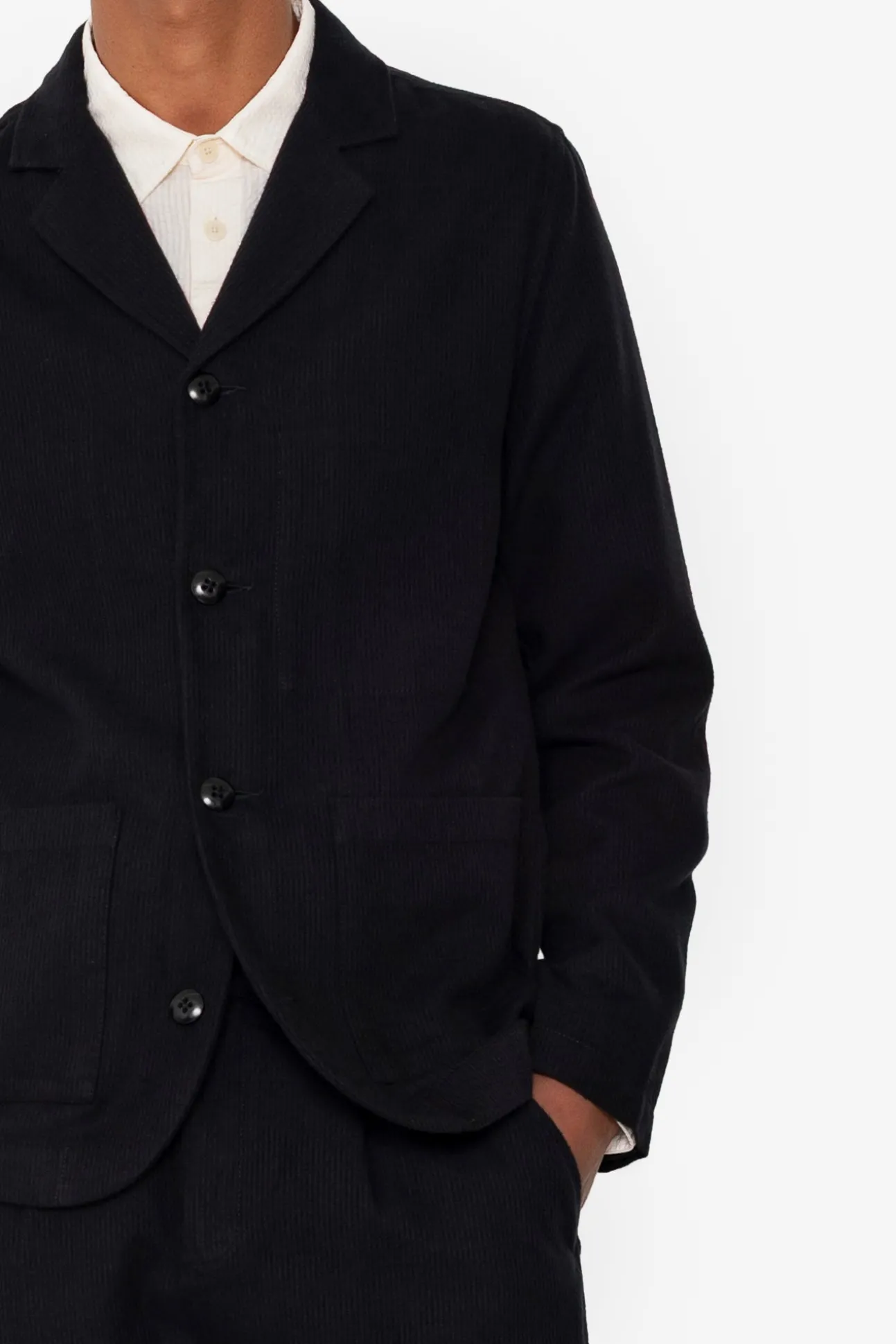 Patch Jacket - Soft Black Brushed Stripe