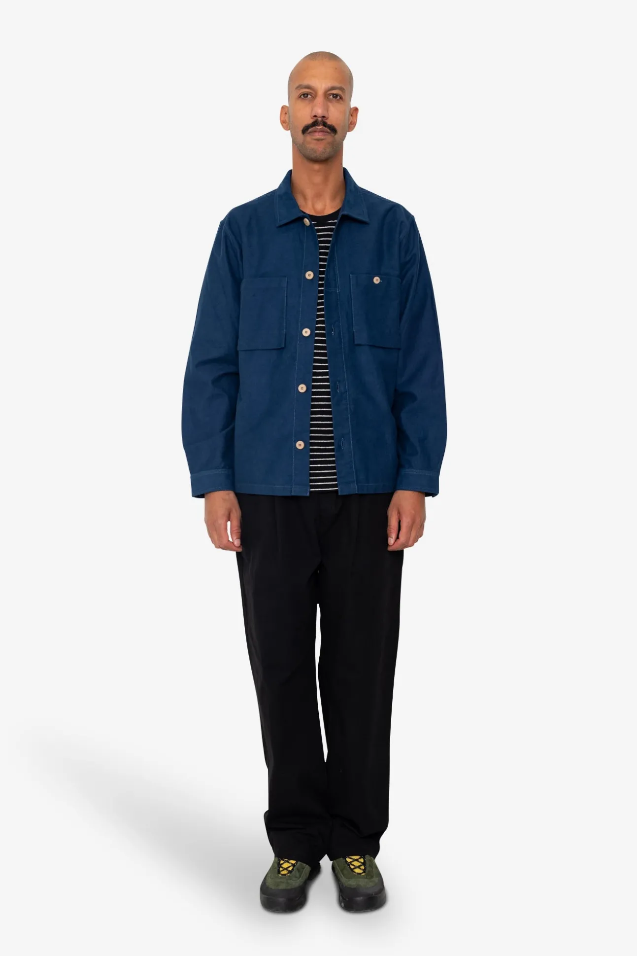 Patch Overshirt - Ink Blue Moleskin