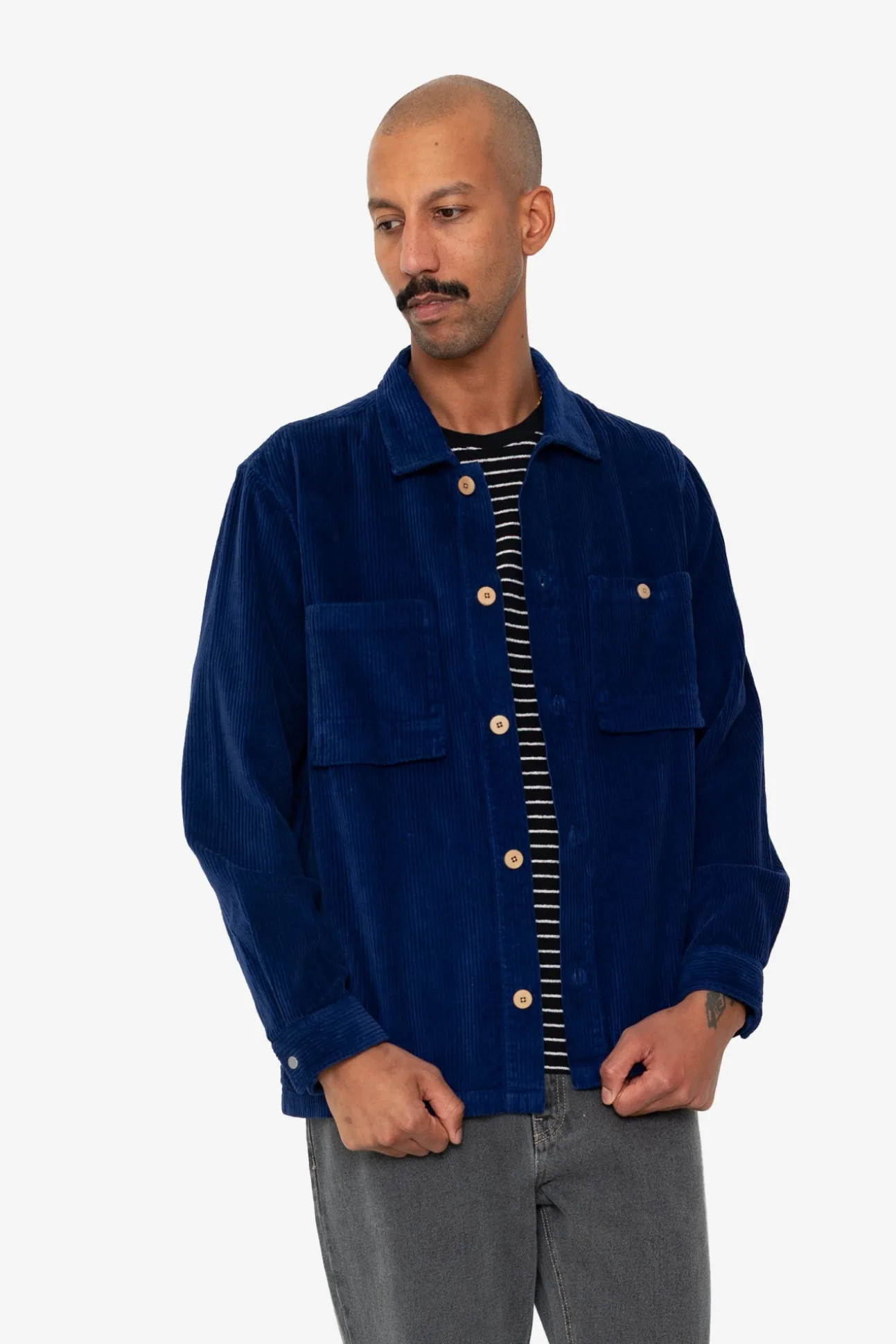 Patch Overshirt - Rich Navy Chunky Cord