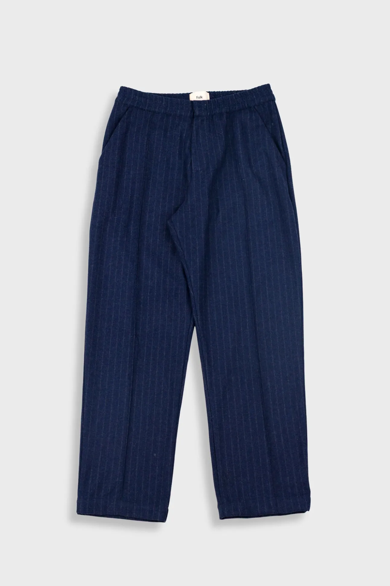 Pintuck Trouser - Navy Wool Stripe