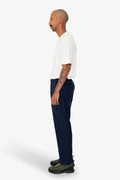 Pintuck Trouser - Navy Wool Stripe