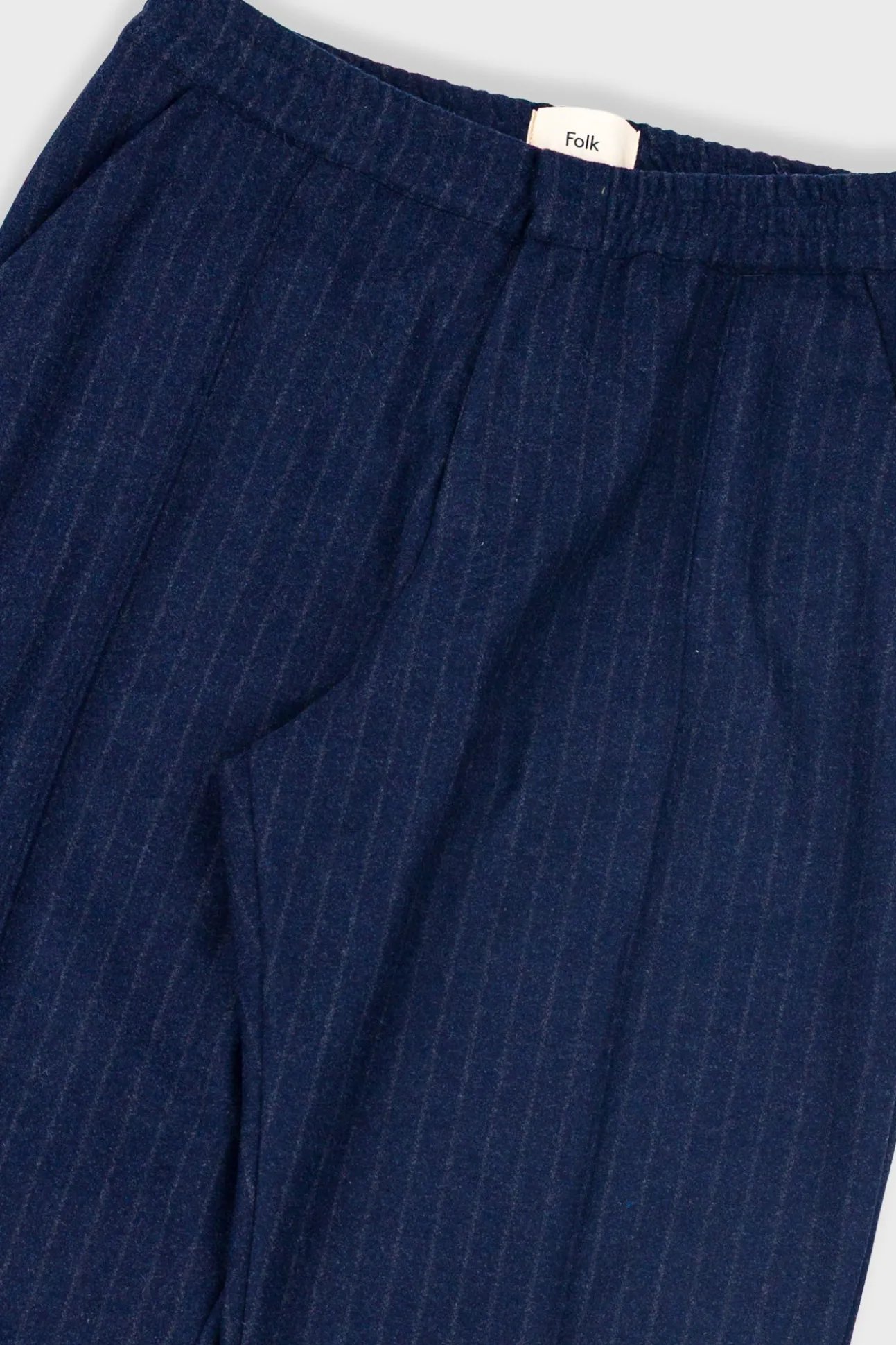 Pintuck Trouser - Navy Wool Stripe