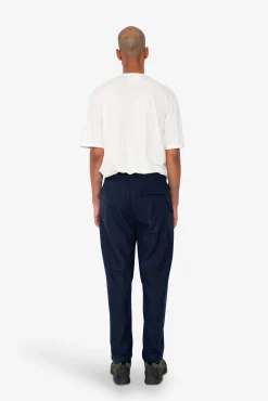 Pintuck Trouser - Navy Wool Stripe