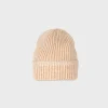 Plated Rib Beanie - Stone Ecru